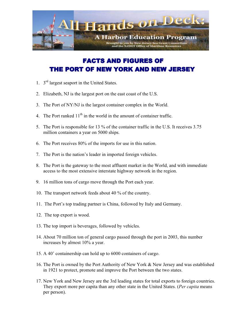 Facts and Figures of the Port of New York and New Jersey