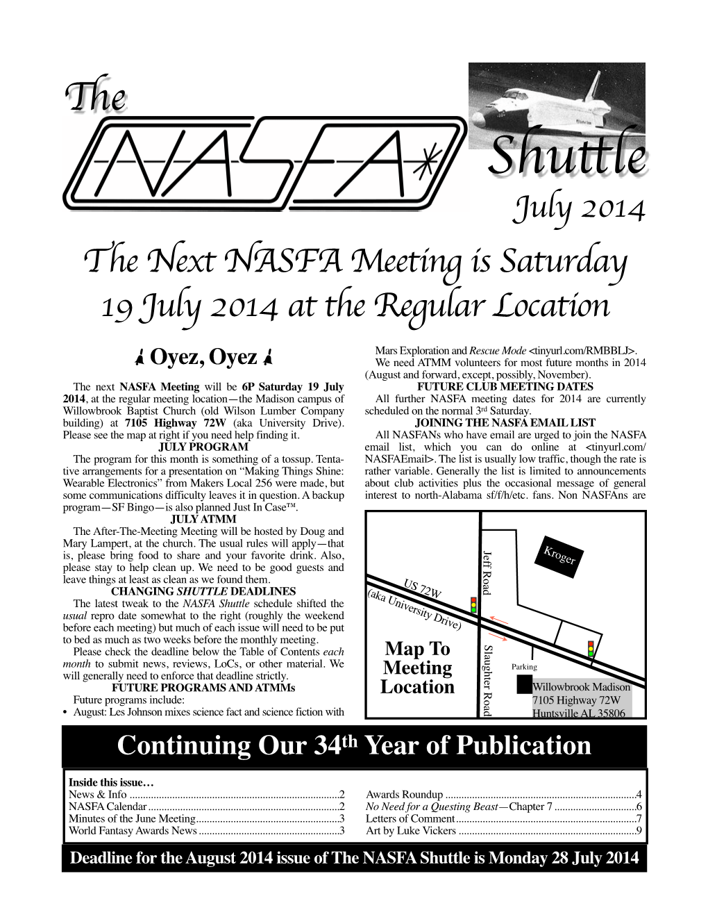 July 2014 NASFA Shuttle