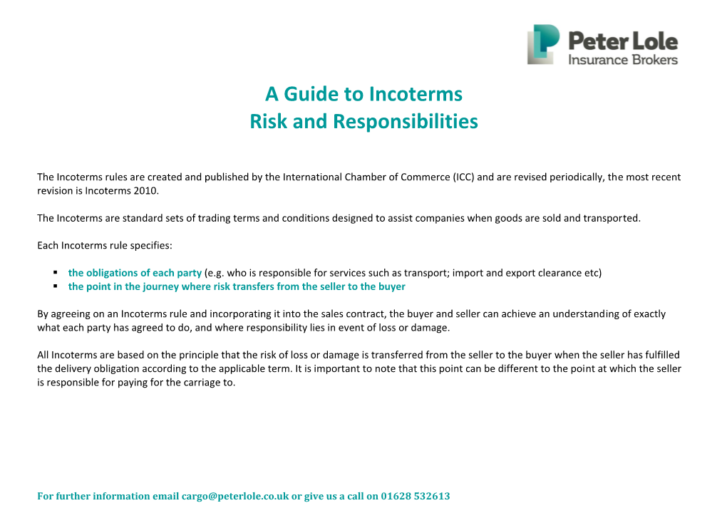 A Guide to Incoterms Risk and Responsibilities