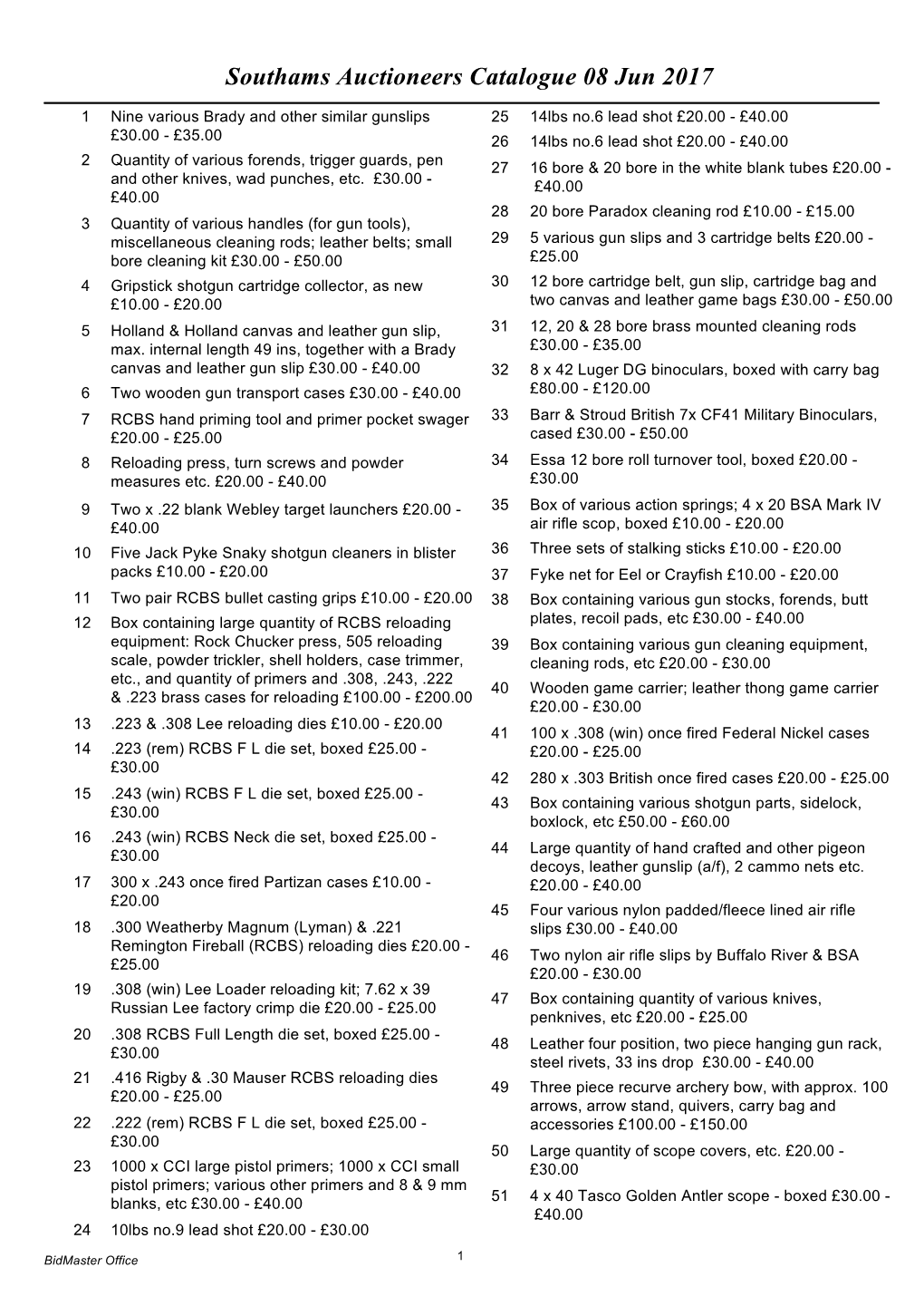 Southams Auctioneers Catalogue 08 Jun 2017