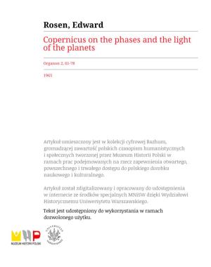 Copernicus on the Phases and the Light of the Planets