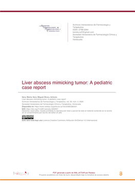 Liver Abscess Mimicking Tumor: a Pediatric Case Report
