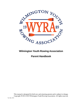 Wilmington Youth Rowing Association Parent Handbook