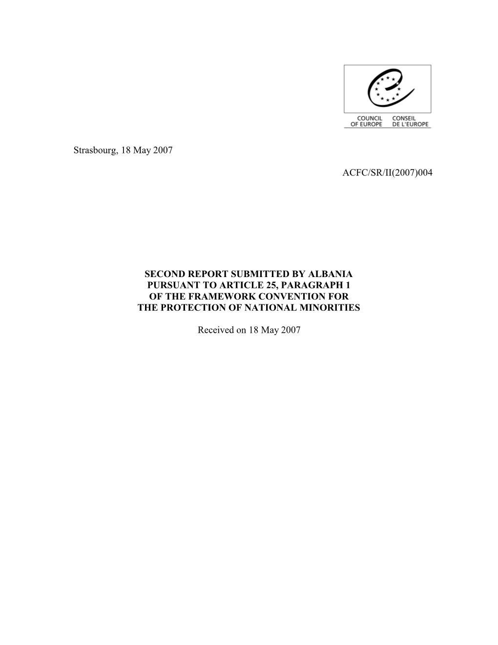 004 Second Report Submitted by Albania Pursuant To