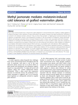 Methyl Jasmonate Mediates Melatonin-Induced Cold Tolerance Of