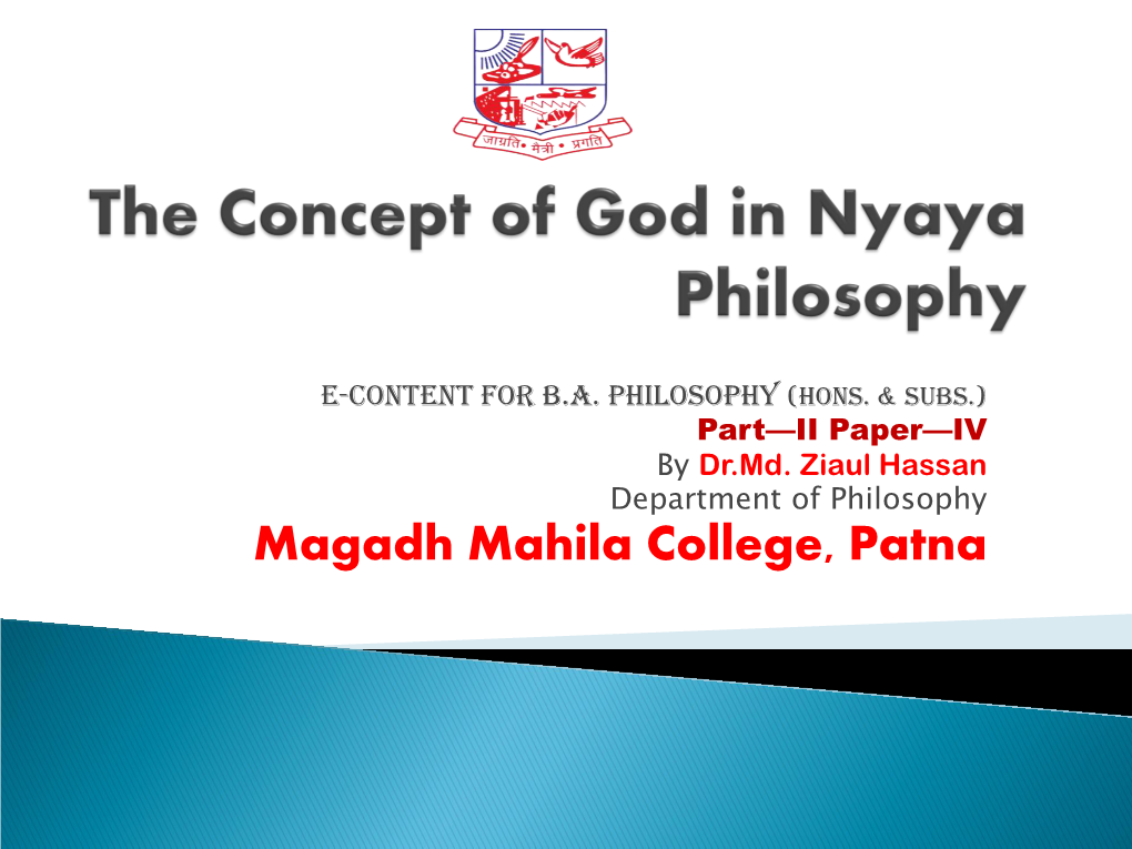 The Concept of God in Nyaya Philosophy