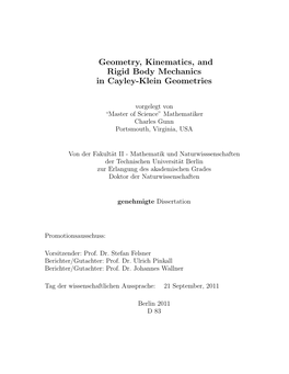 Geometry, Kinematics, and Rigid Body Mechanics in Cayley-Klein Geometries
