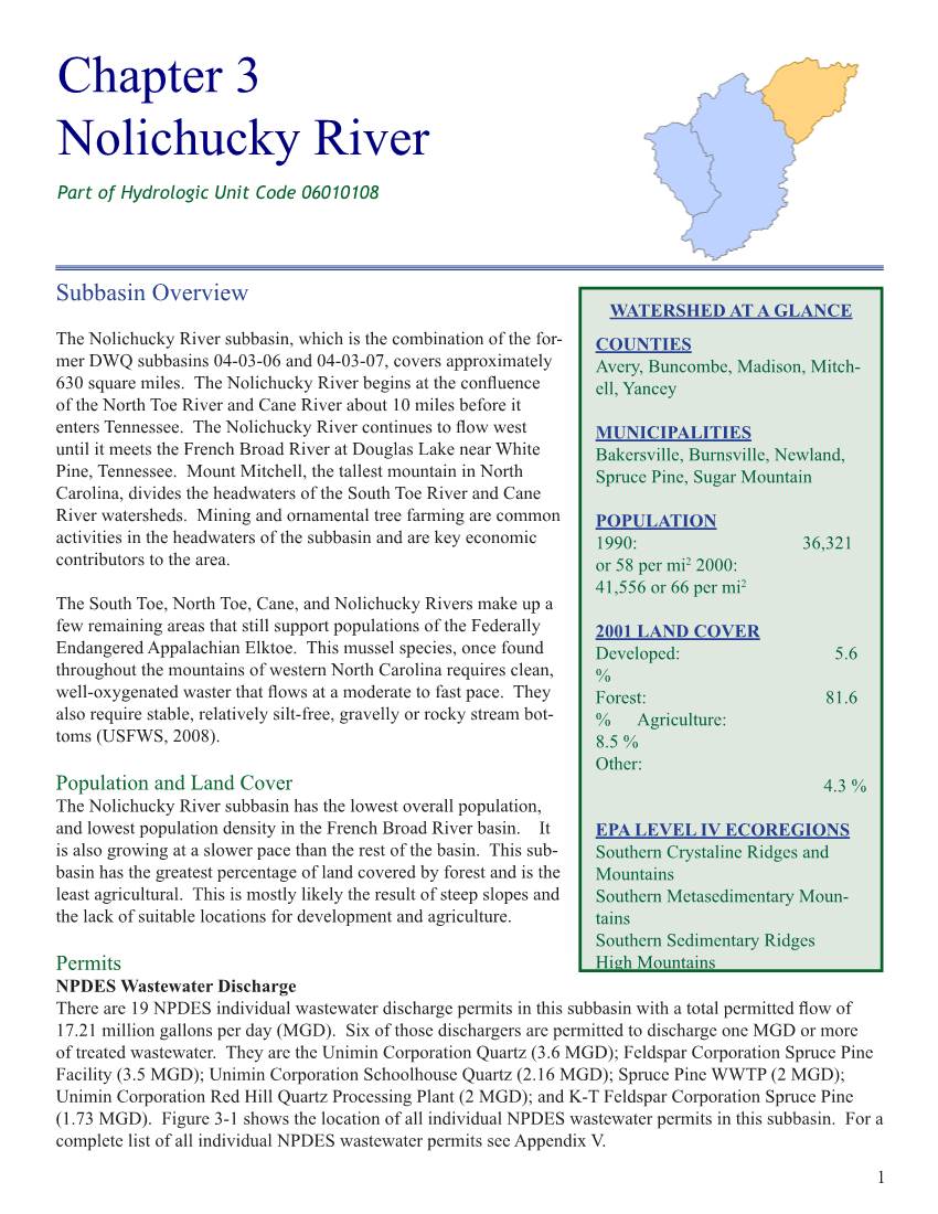 Chapter 3 Nolichucky River Part of Hydrologic Unit Code 06010108