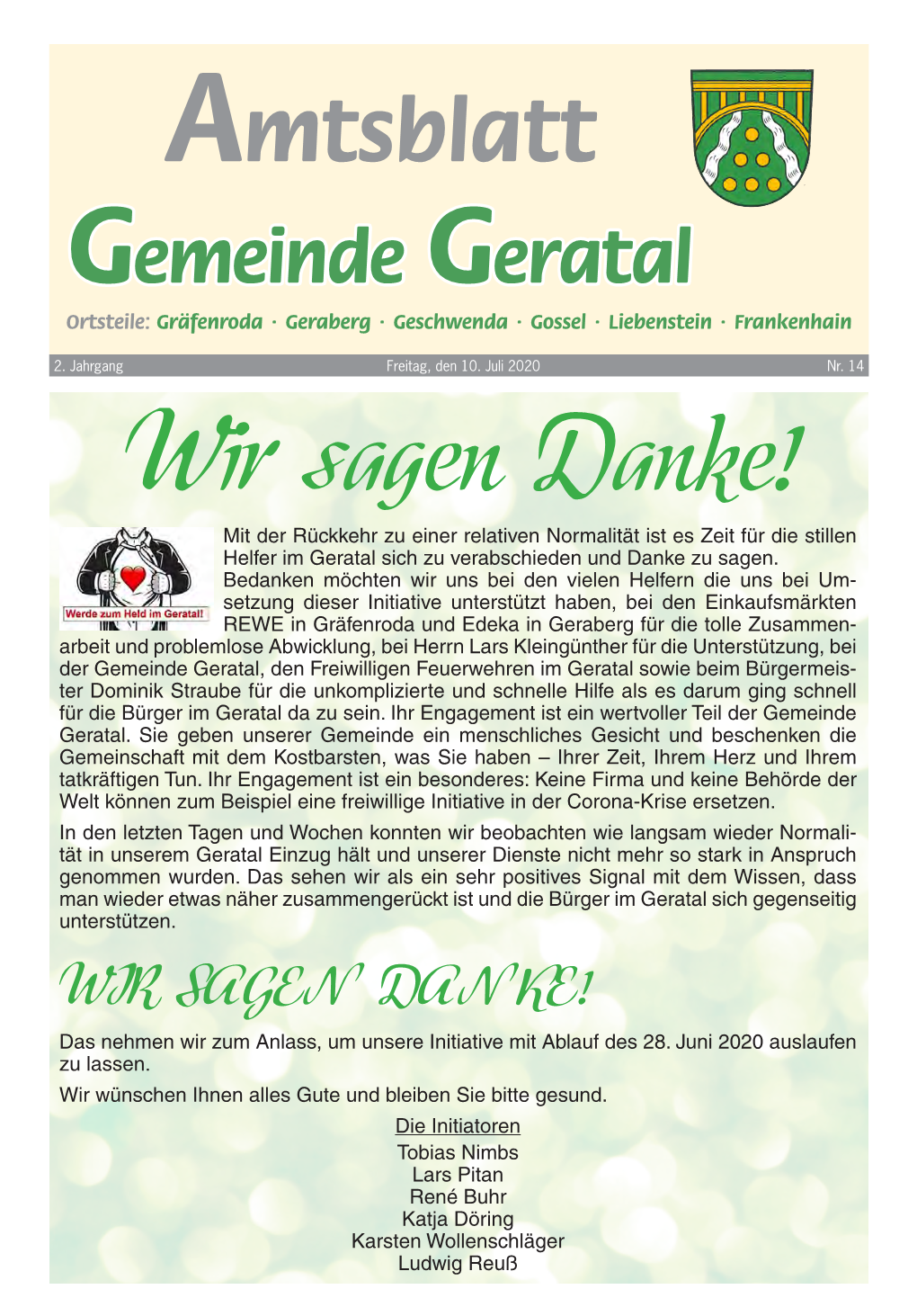 Amtsblatt Nr. 14 Vom 10.07.2020