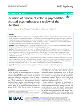 Inclusion of People of Color in Psychedelic-Assisted Psychotherapy