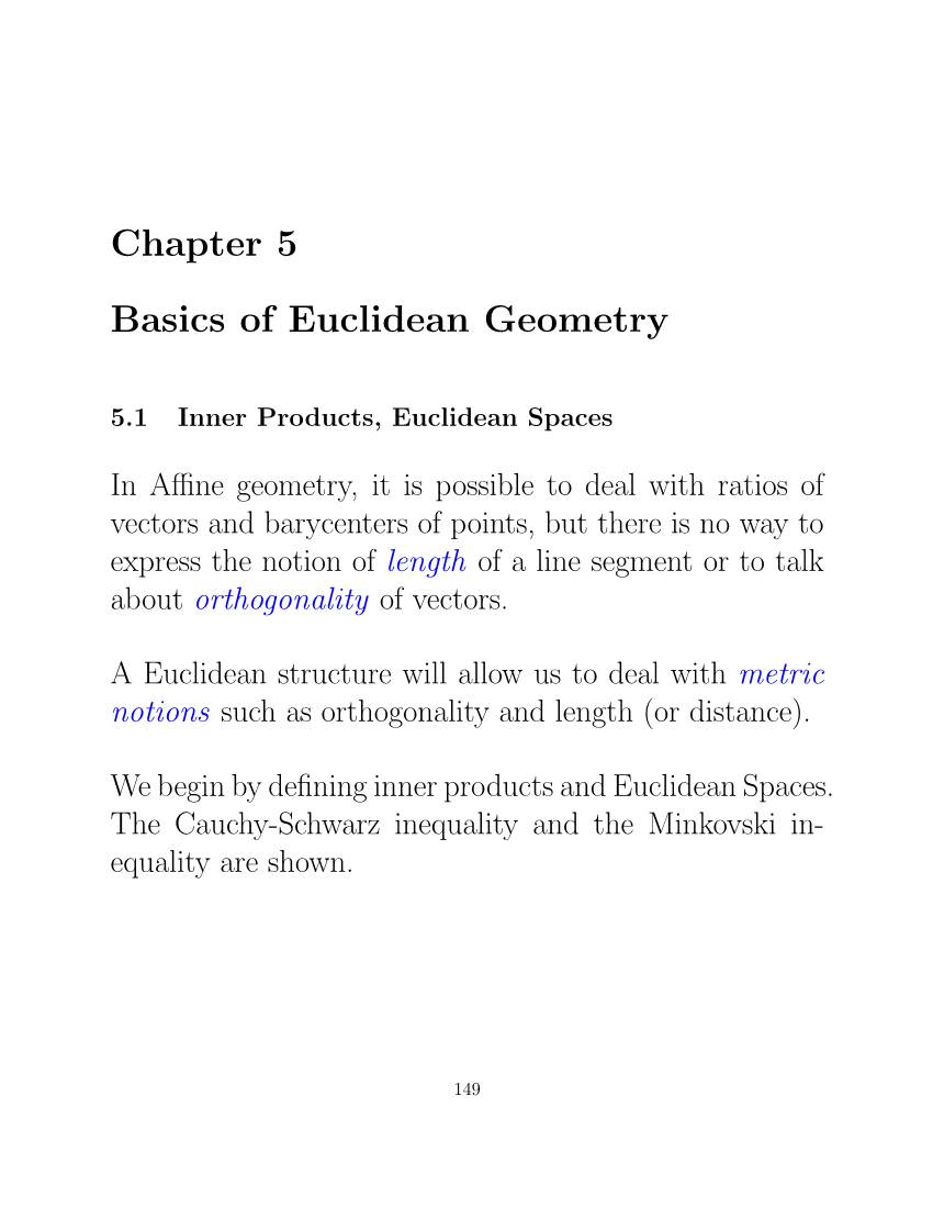 Chapter 5 Basics of Euclidean Geometry