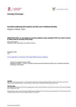 Chapter 6 Industrial Applications of Multicomponent Reactions (Mcrs)