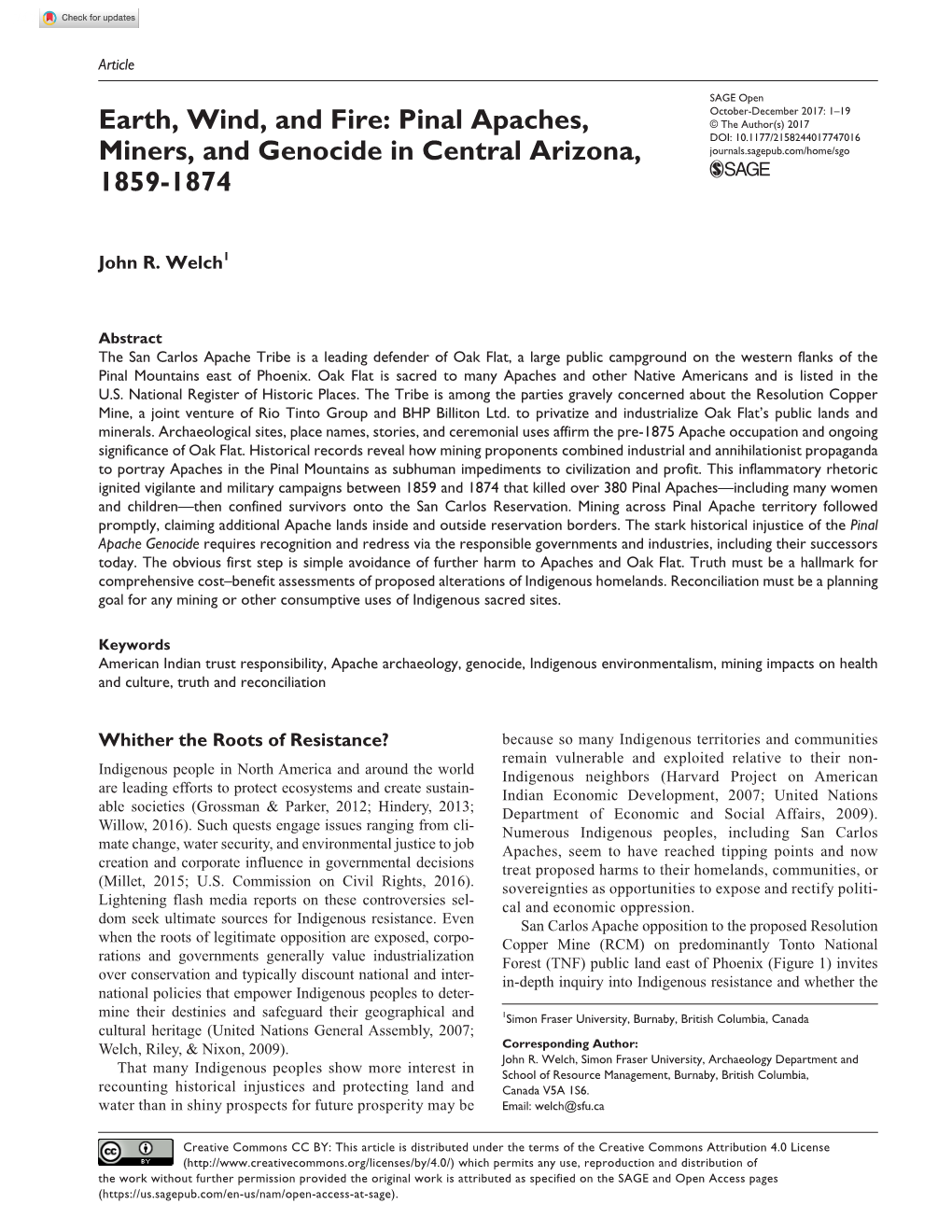 Pinal Apaches, Miners, and Genocide in Central Arizona, 1859-1874