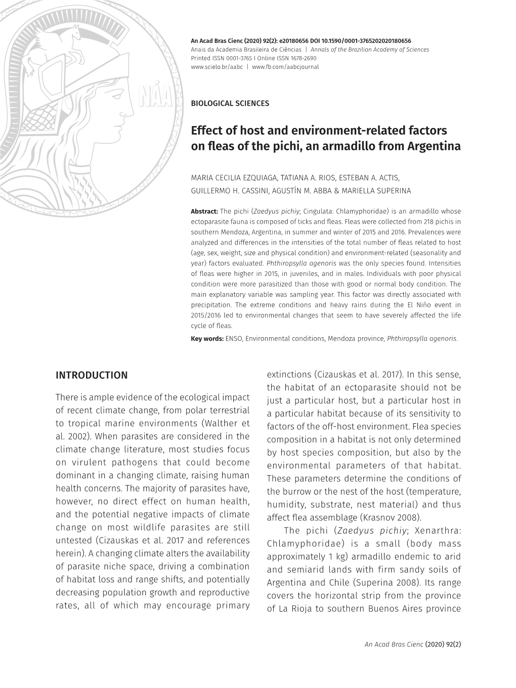 Effect of Host and Environment-Related Factors on Fleas of the Pichi, An