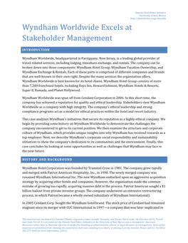 Wyndham Worldwide Excels at Stakeholder Management