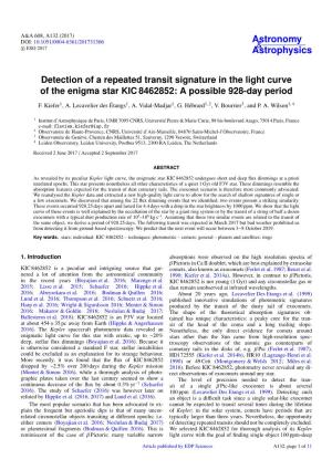Detection of a Repeated Transit Signature in the Light Curve of the Enigma Star KIC 8462852: a Possible 928-Day Period