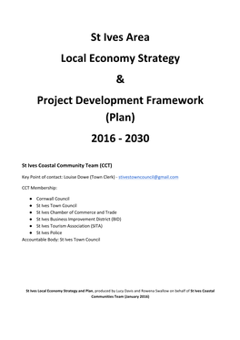 St Ives Area Local Economy Strategy & Project Development Framework