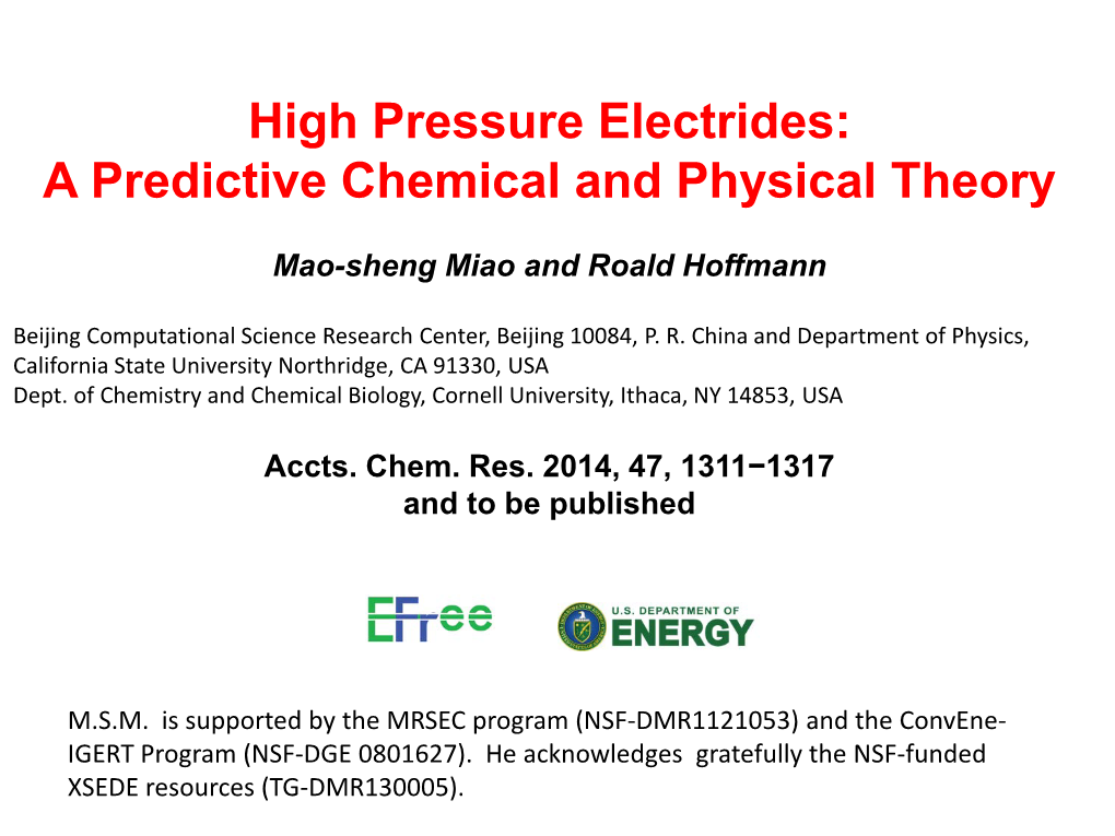 High Pressure Electrides: a Predictive Chemical and Physical Theory