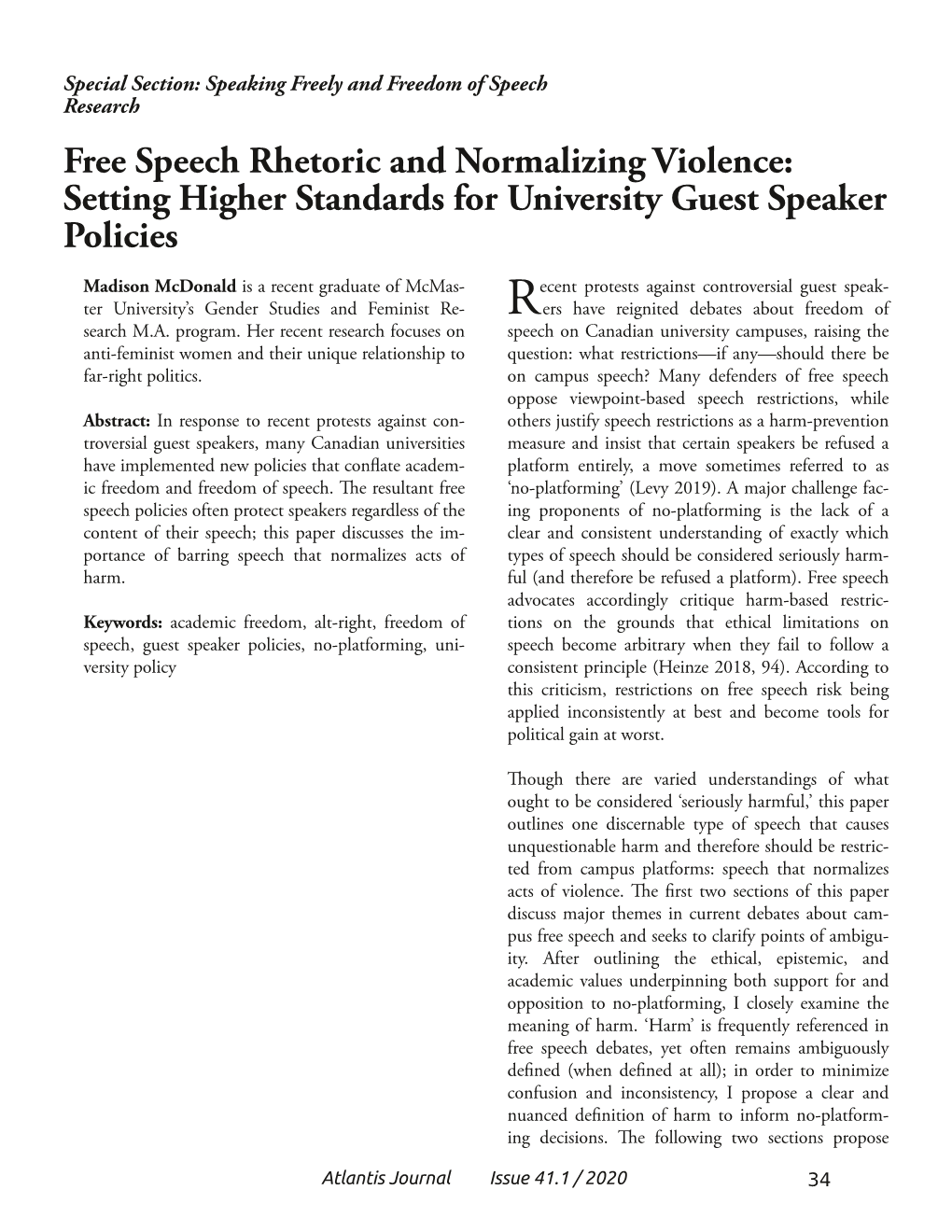 Free Speech Rhetoric and Normalizing Violence: Setting Higher Standards for University Guest Speaker Policies