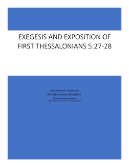 Exegesis and Exposition of First Thessalonians 5:27-28