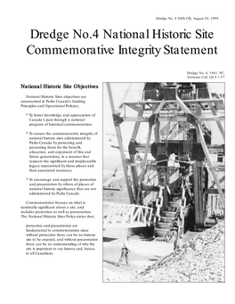 Dredge No.4 National Historic Site Commemorative Integrity Statement