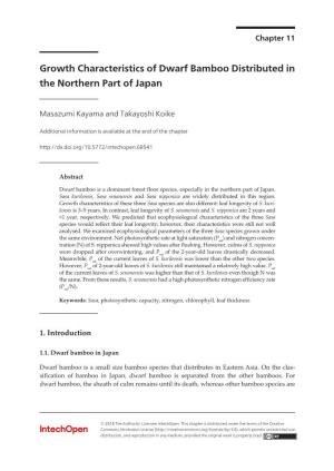 Growth Characteristics of Dwarf Bamboo Distributed in the Northern Part of Japan 187 Widely [1, 8]