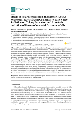 Effects of Polar Steroids from the Starfish Patiria (=Asterina) Pectinifera in Combination with X-Ray Radiation on Colony Format