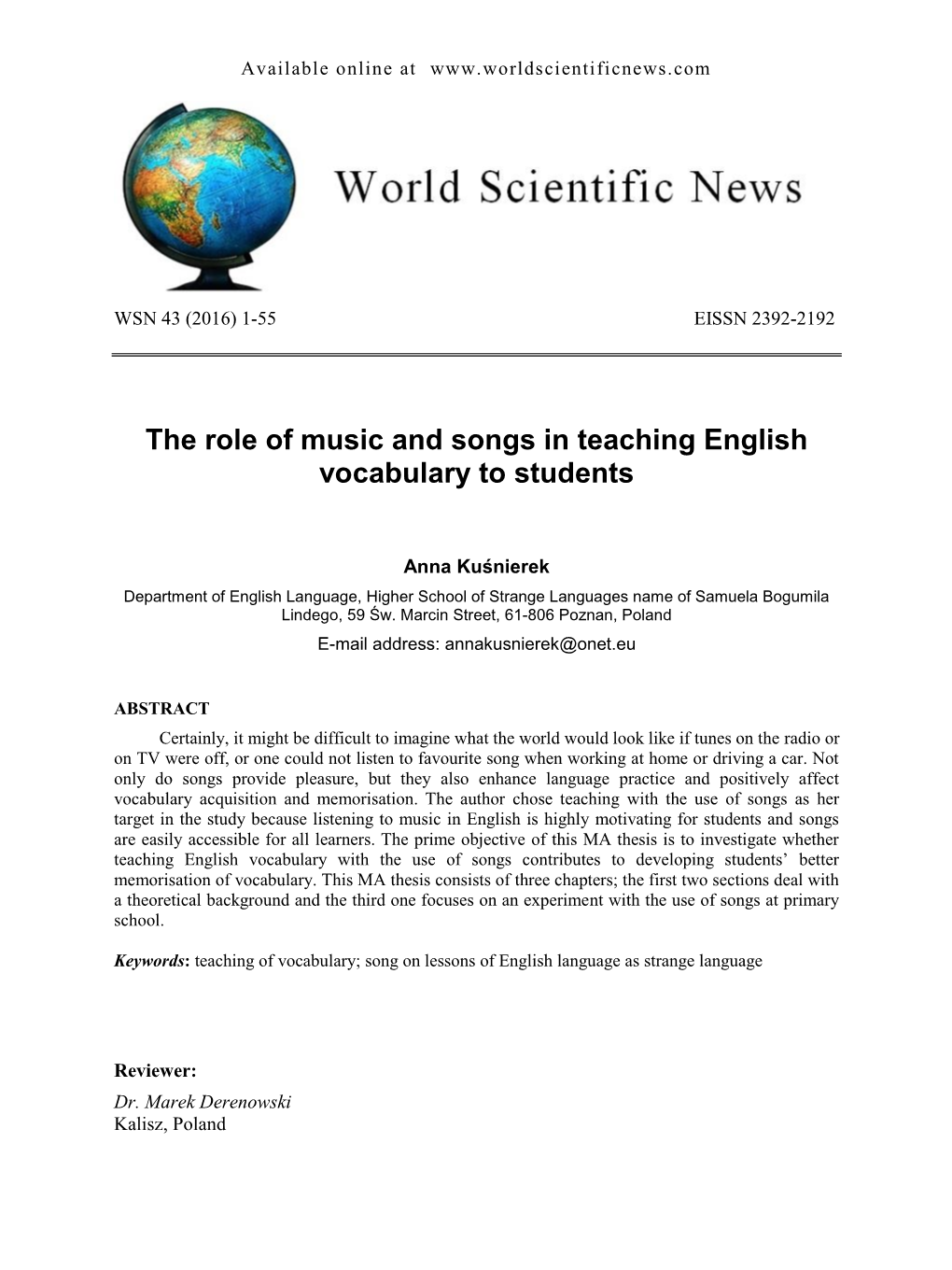 The Role of Music and Songs in Teaching English Vocabulary to Students