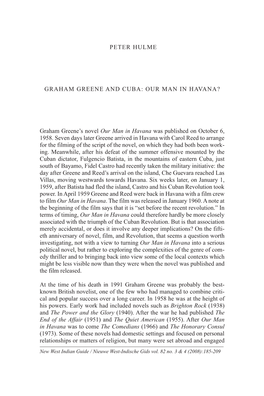 Peter Hulme Graham Greene and Cuba: Our Man in Havana