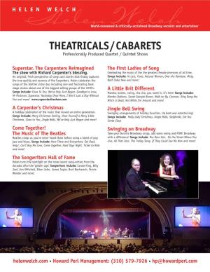 THEATRICALS/CABARETS Professionally Produced Quartet / Quintet Shows