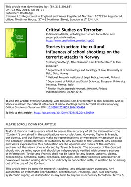 Stories in Action: the Cultural Influences of School Shootings On