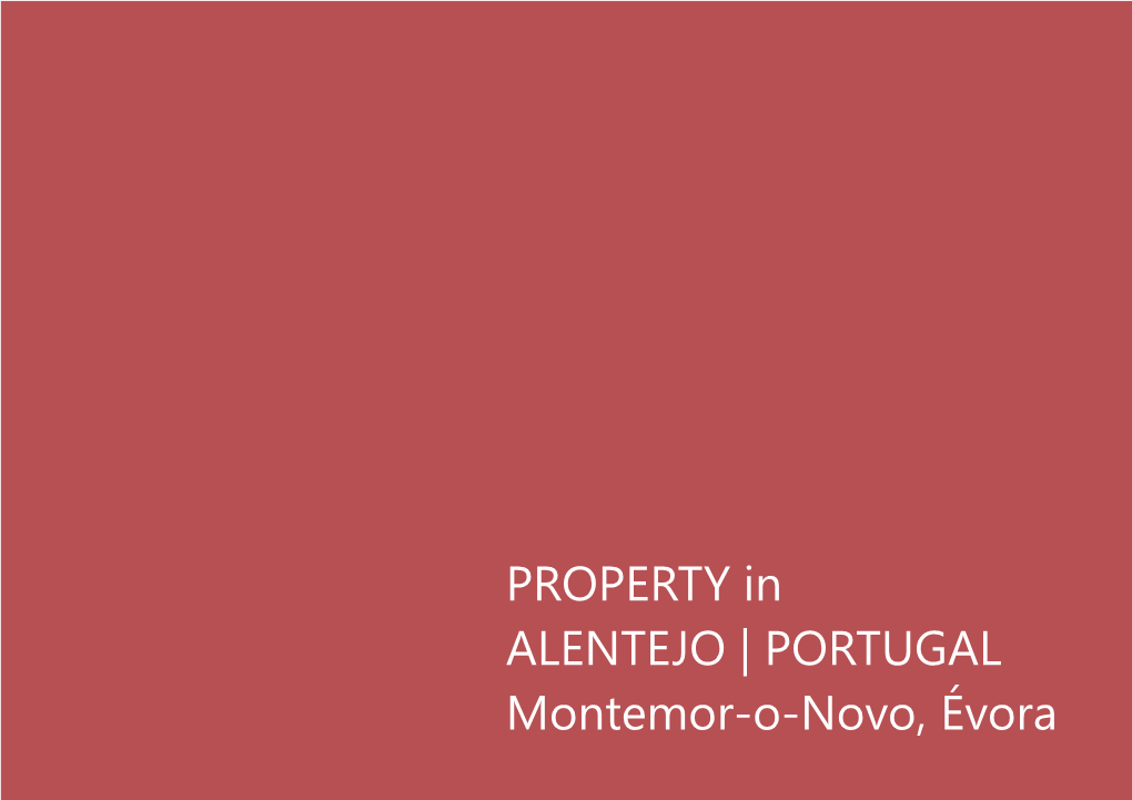 PROPERTY in ALENTEJO | PORTUGAL Montemor-O-Novo, Évora Climate Locality the Region Is Characterised by a Very ALENTEJO | Montemor-O-Novo, Évora Mediterranean Climate