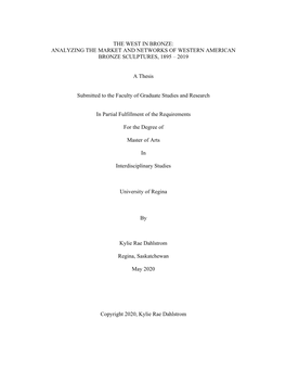 The West in Bronze: Analyzing the Market and Networks of Western American Bronze Sculptures, 1895 – 2019