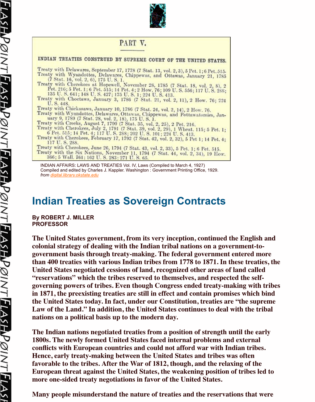 Robert J. Miller's “Indian Treaties As Contracts”