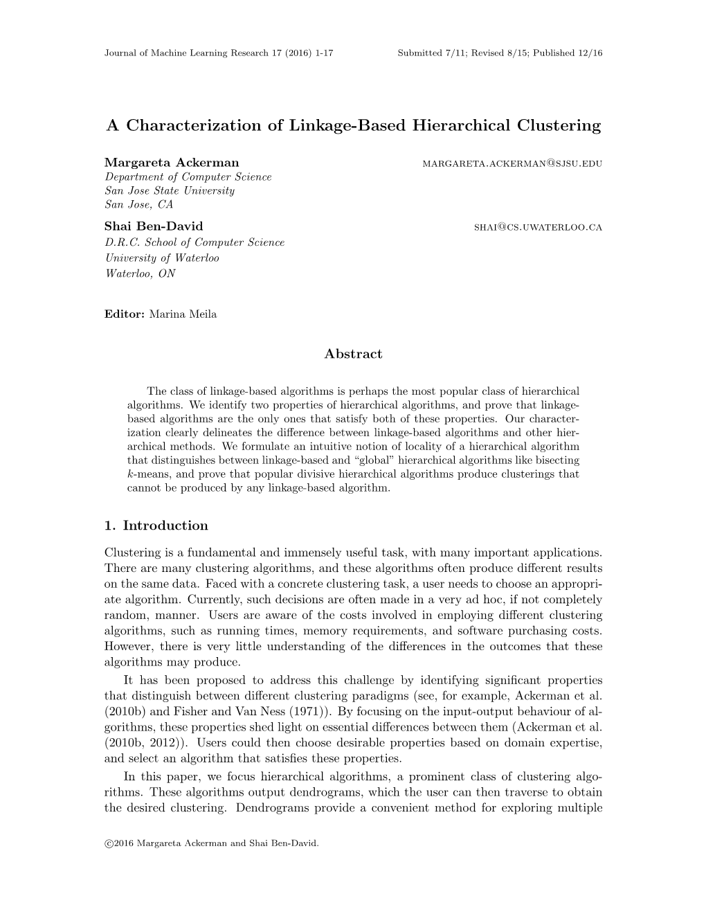 A Characterization of Linkage-Based Hierarchical Clustering