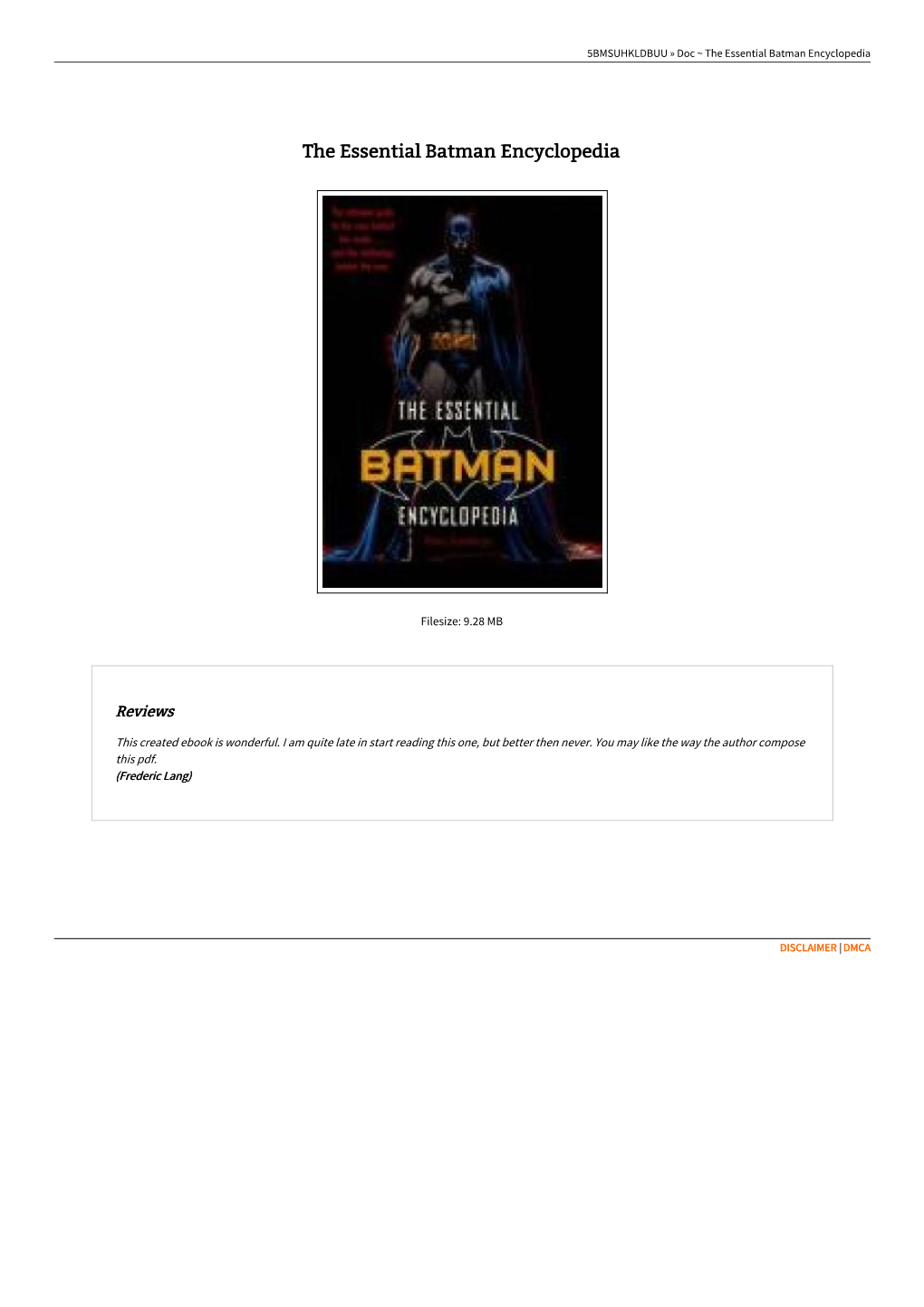 Download Ebook ^ the Essential Batman Encyclopedia