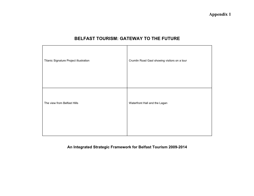Belfast Integrated Strategic Tourism Framework Appendix 1