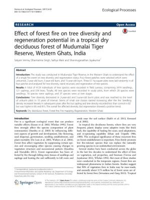 Effect of Forest Fire on Tree Diversity and Regeneration Potential in a Tropical