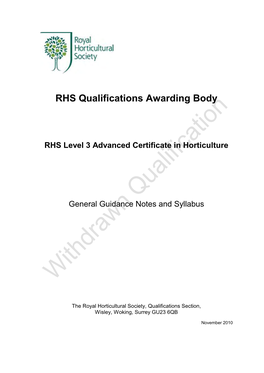 RHS Qualifications Awarding Body