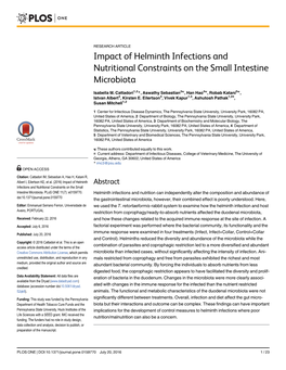 Impact of Helminth Infections and Nutritional Constraints on the Small Intestine Microbiota