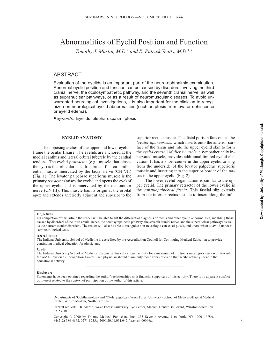 Abnormalities of Eyelid Position and Function Timothy J
