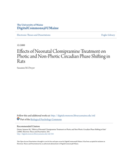Effects of Neonatal Clomipramine Treatment on Photic and Non-Photic Circadian Phase Shifting in Rats Suzanne M