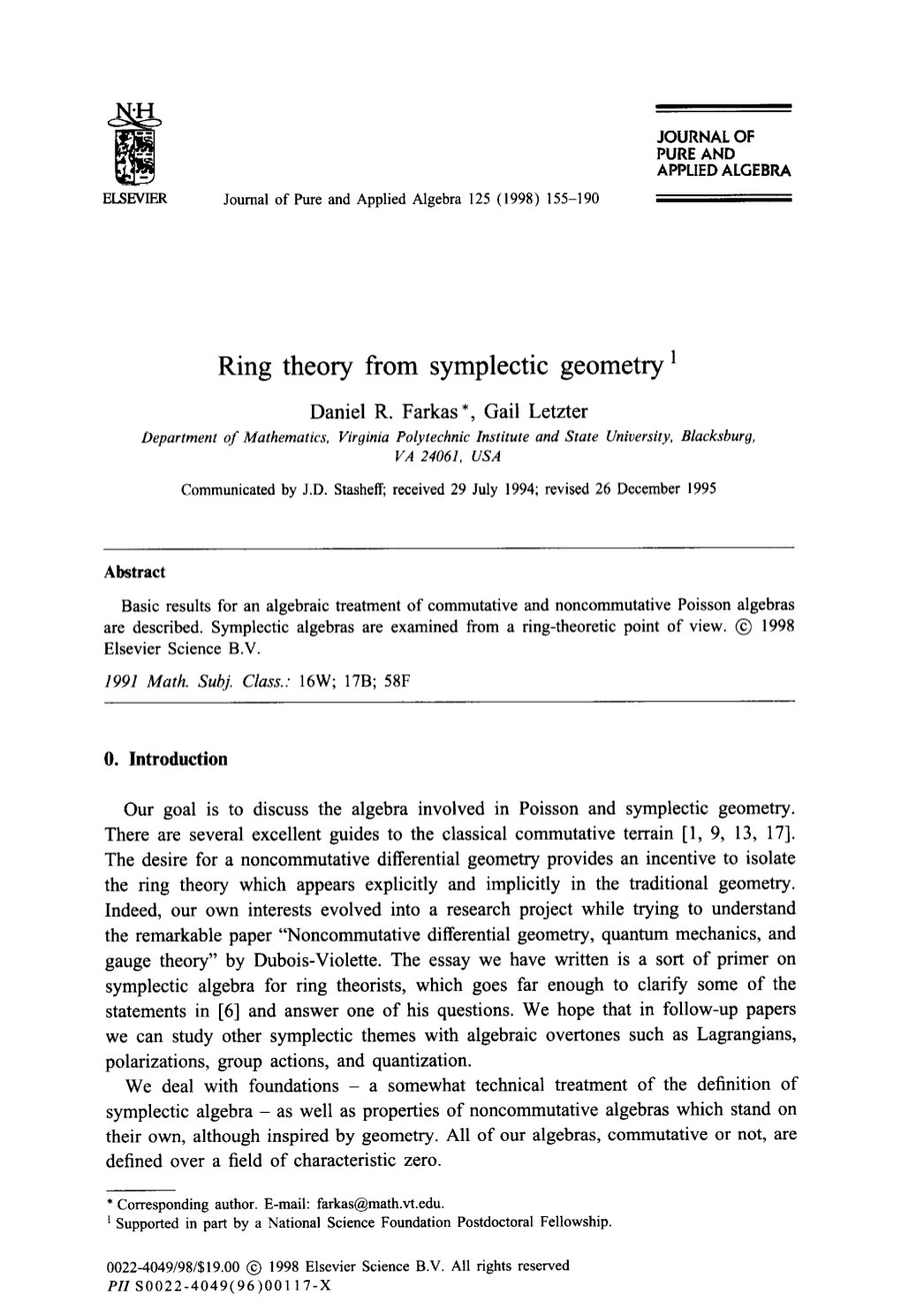 Ring Theory from Symplectic Geometry '