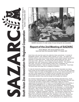 December 2001 Some of These Reports Are Included in List of SAZARC Participants : This Issue of SAZARC News