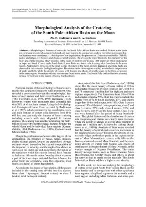 Morphological Analysis of the Cratering of the South Pole–Aitken
