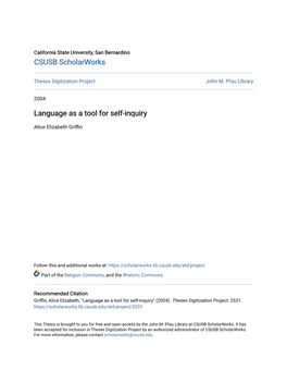 Language As a Tool for Self-Inquiry