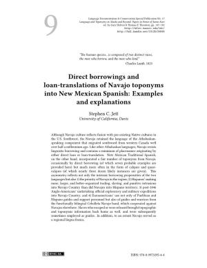 Direct Borrowings and Loan-Translations of Navajo Toponyms Into New Mexican Spanish: Examples and Explanations