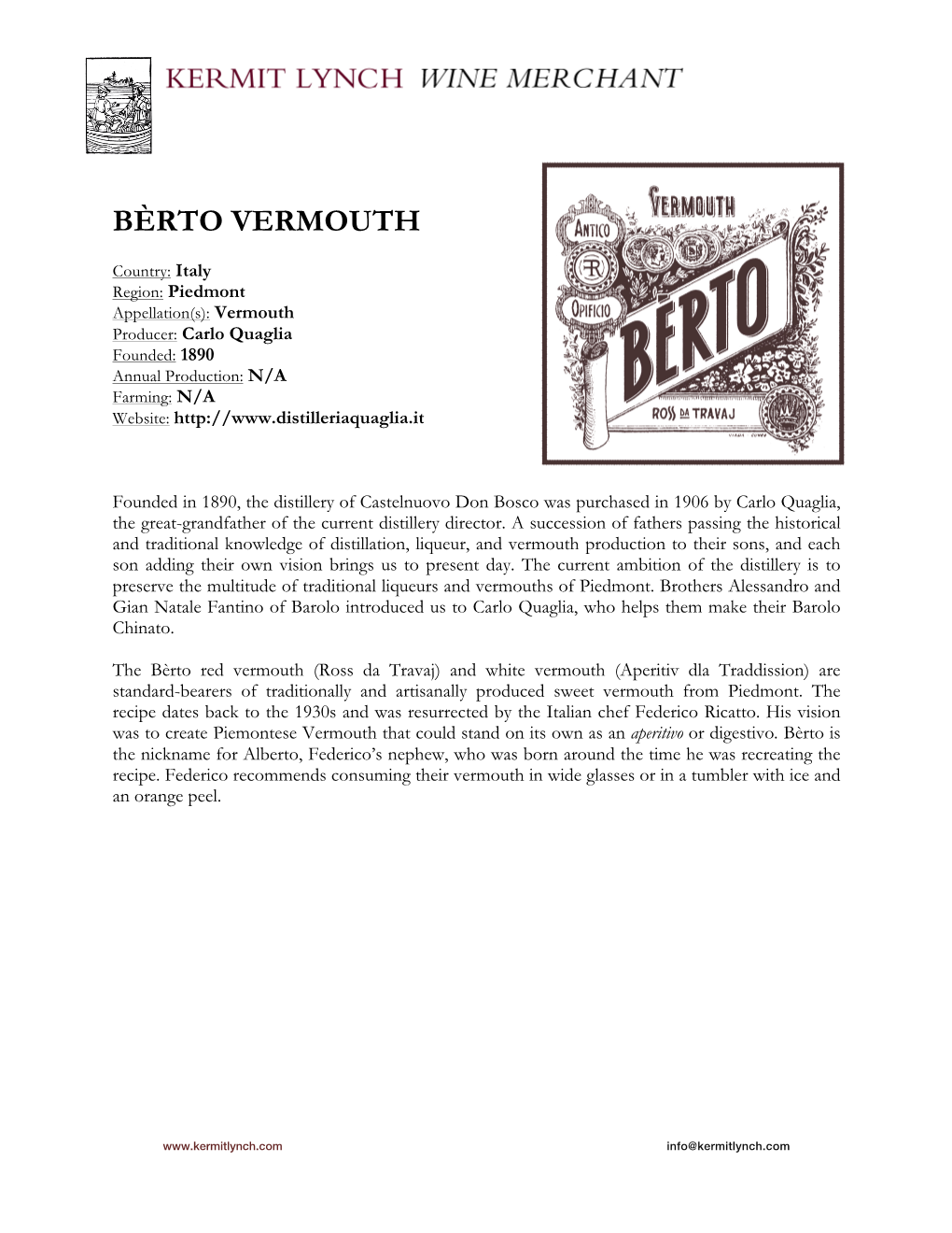 Bèrto Vermouth
