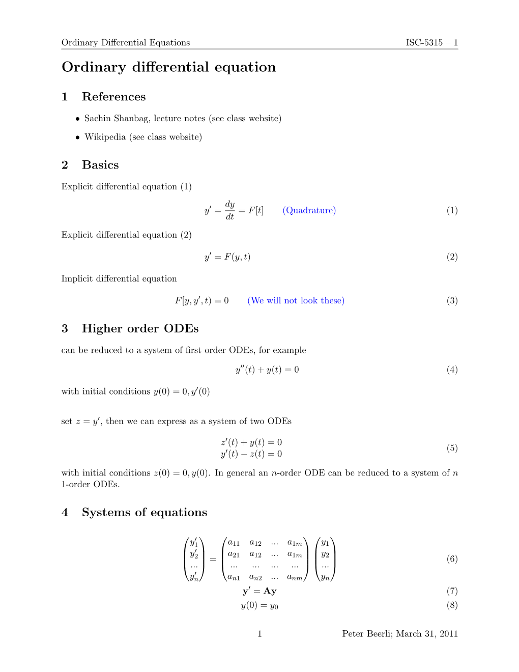 Ordinary Differential Equation