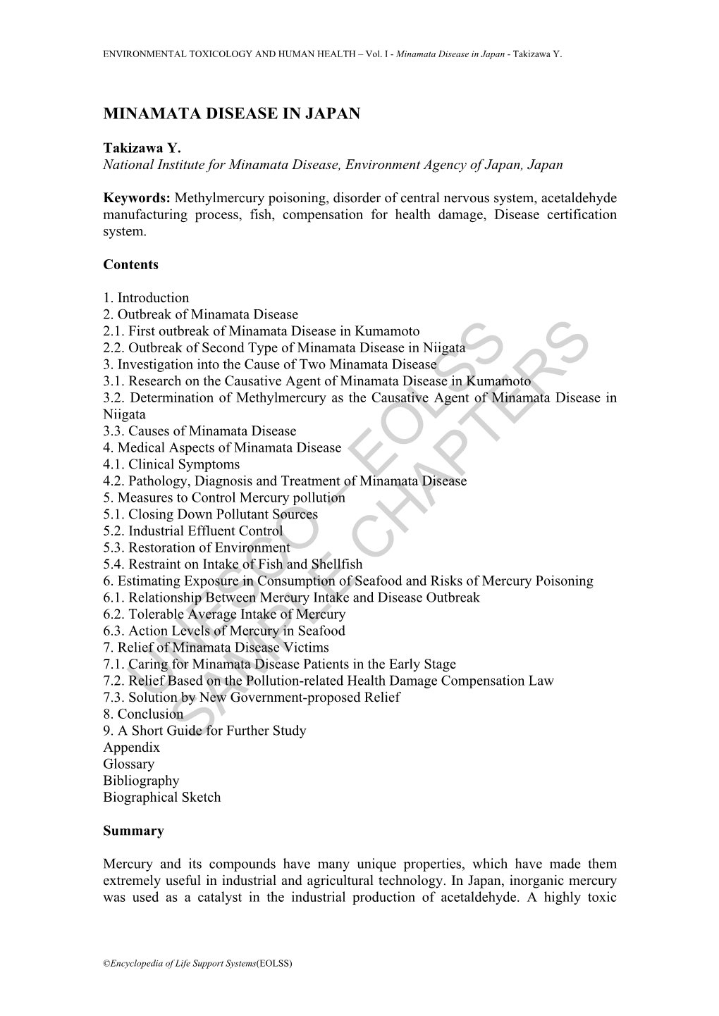 Minamata Disease in Japan - Takizawa Y